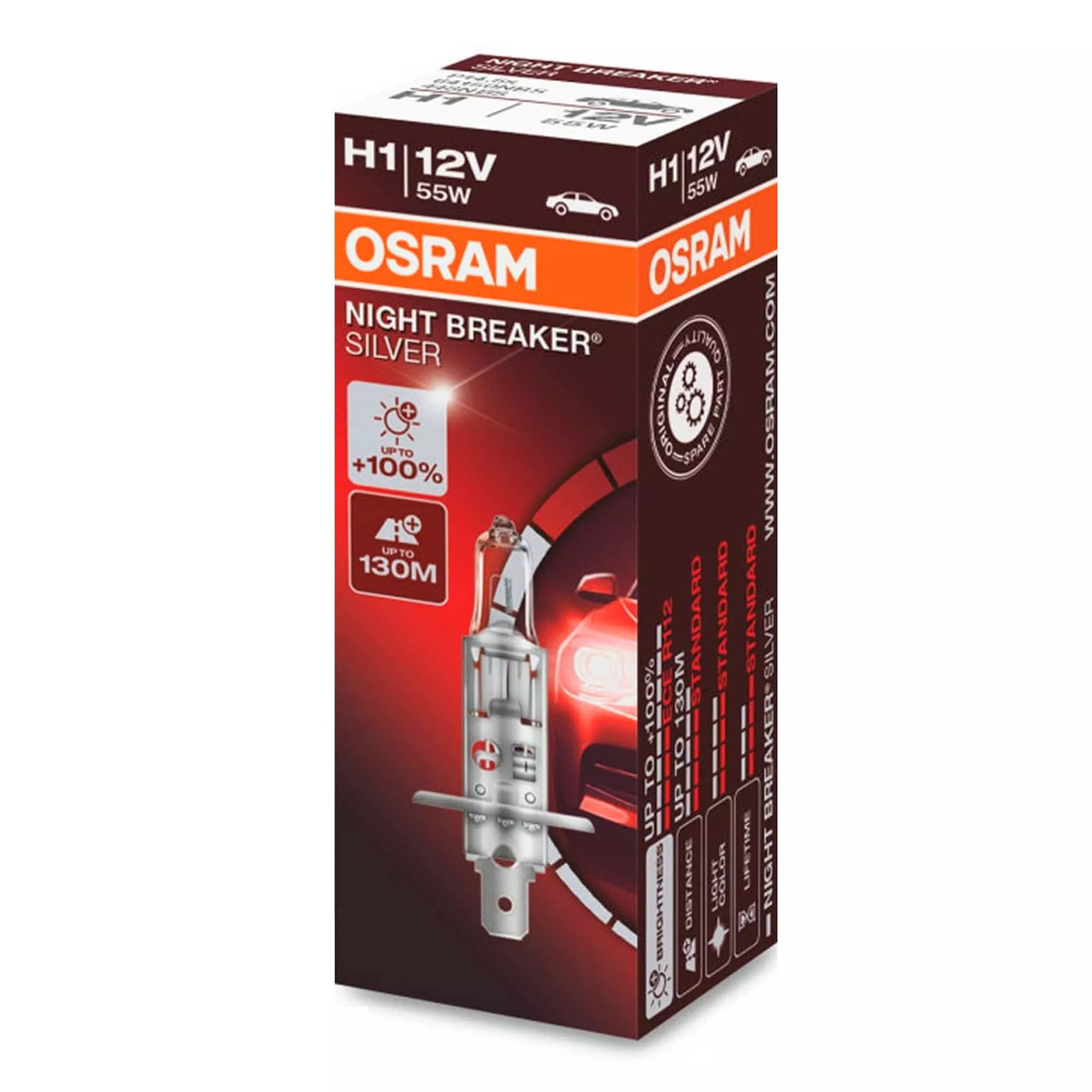 Автолампа H1 Night Breaker Silver+100% 12V 55W P14,5s - 1шт, (64150NBS)