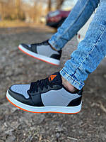 Стильные мужские кроссовки серые с черным, мужские летние кроссовки серые с оранжевым