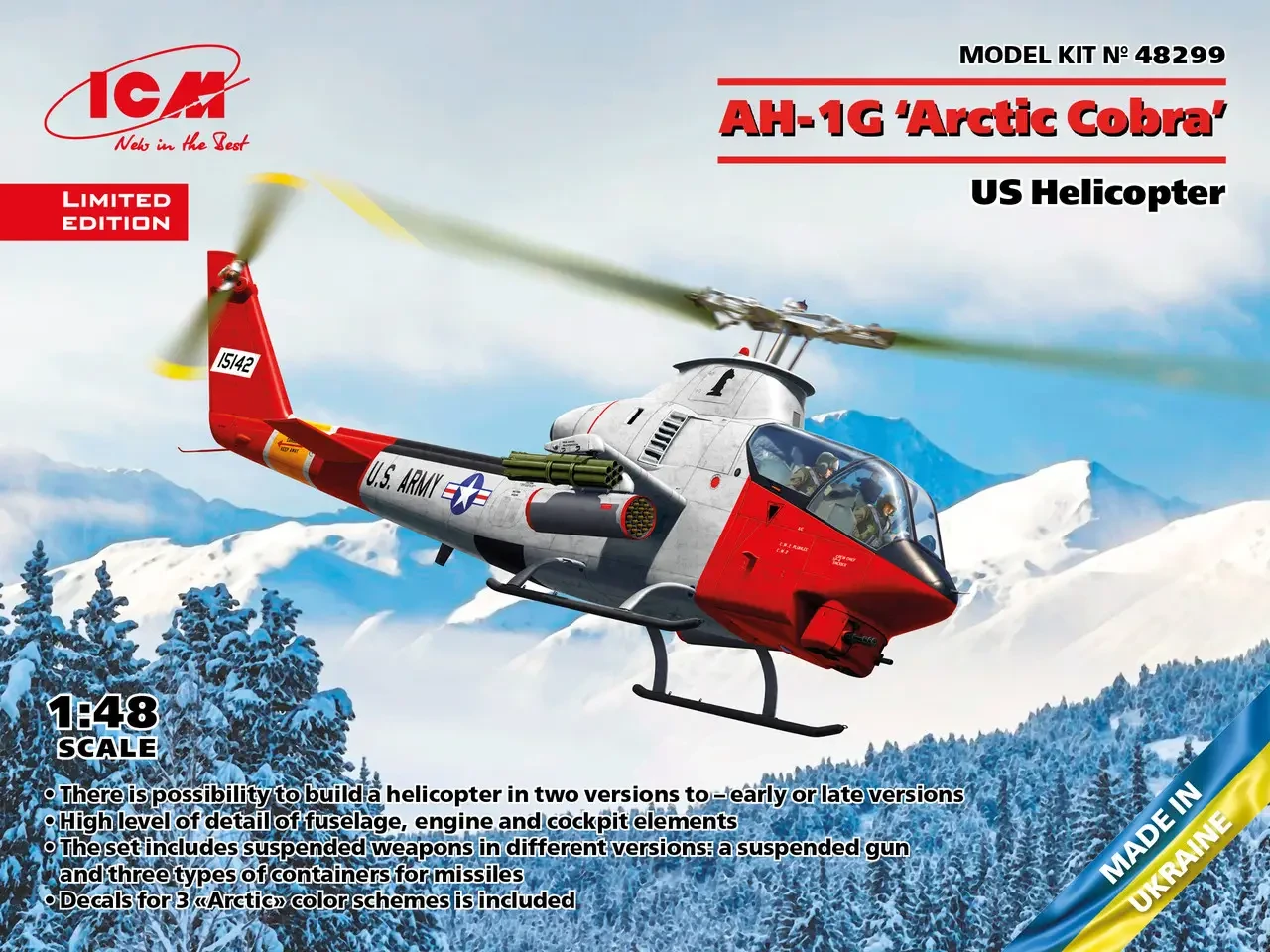 AH-1G "Arctic Cobra". Збірна модель вертольота у масштабі 1/48. ICM 48299