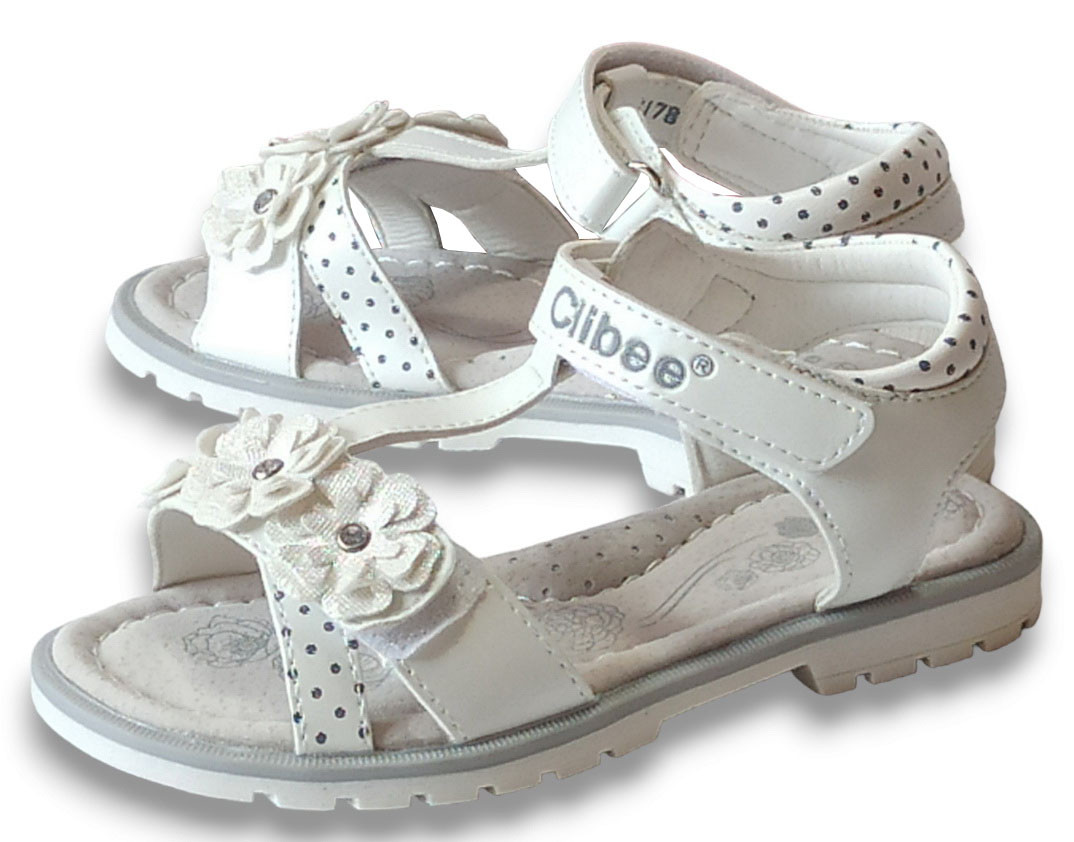 Літні туфлі сандалі літнє взуття для дівчинки 178 білі Clibee Клібі р.26,27