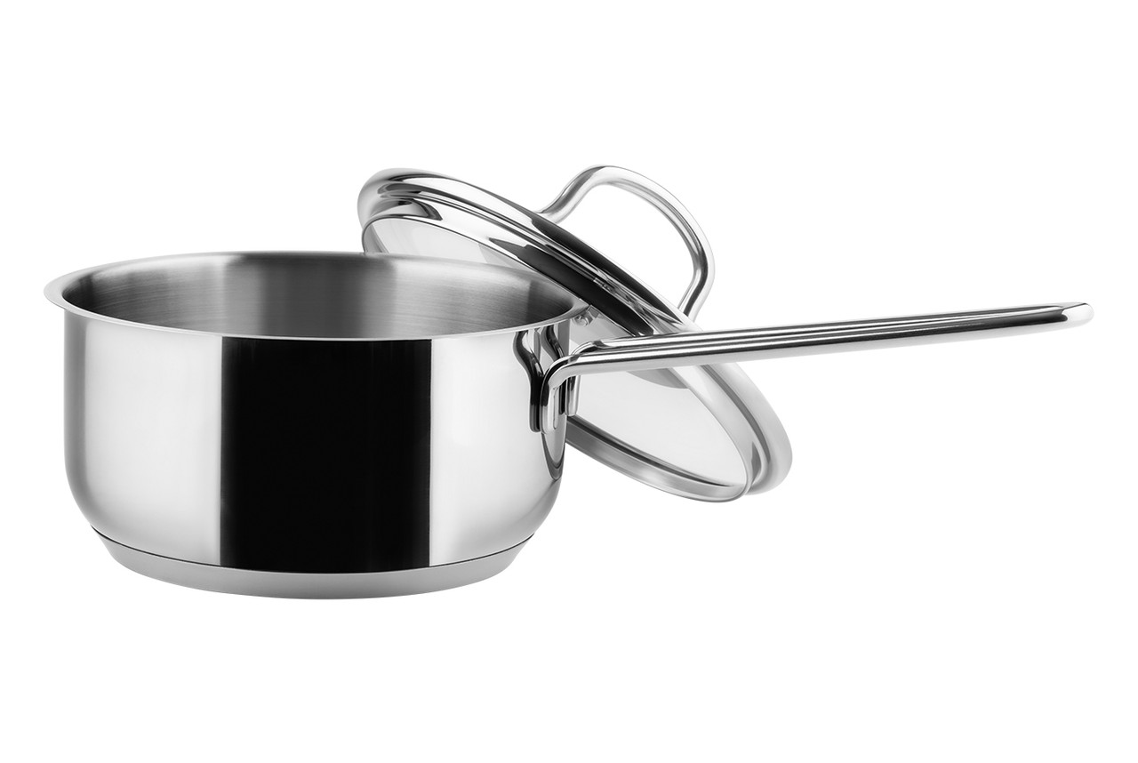 Кухонний ковш Vinzer Techno 50079, 1.5 л, 16 см, з нержавіючої сталі з кришкою, для всіх типів плит
