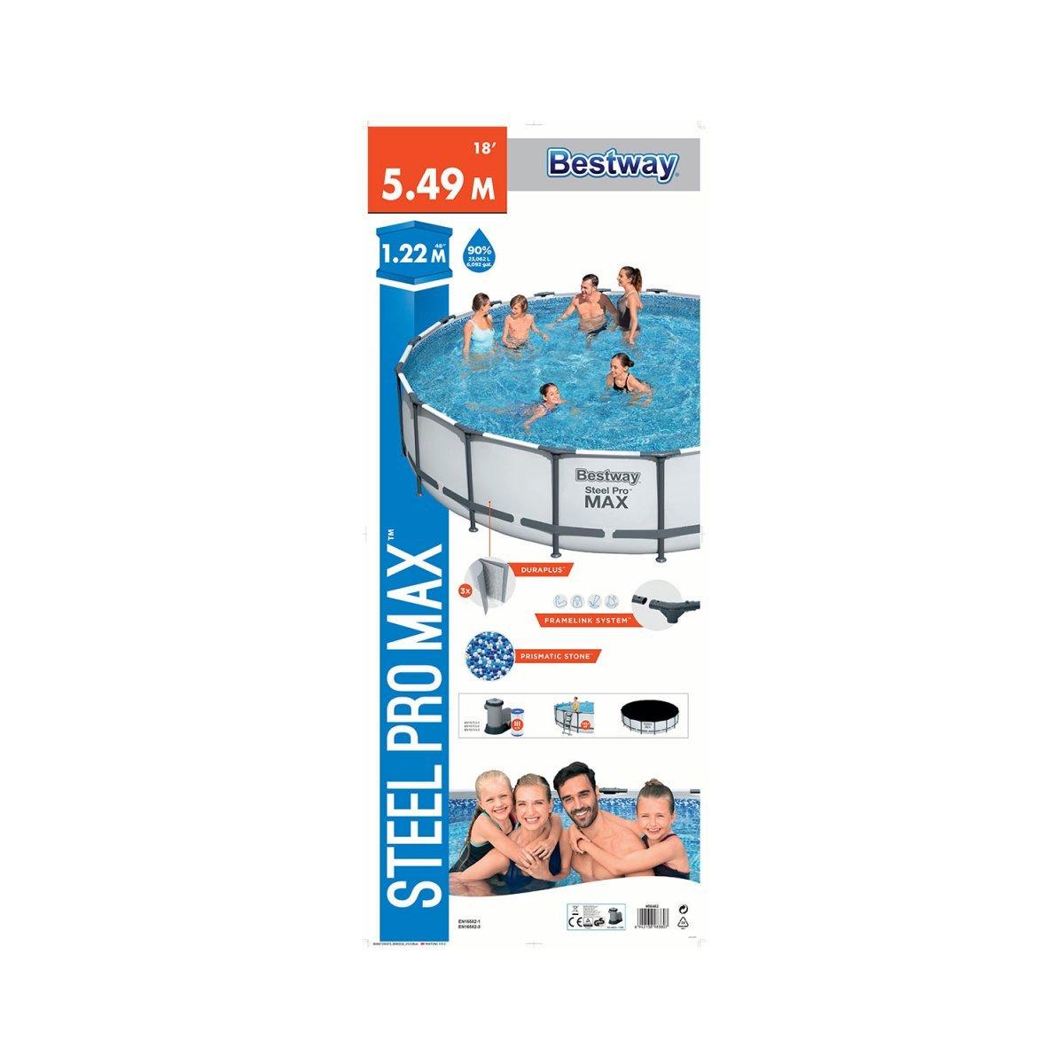 Бассейн каркасный «Bestway» 56462 Steel Pro Max (549-122 см, объем 23062 л) - фото 2 - id-p1854601983