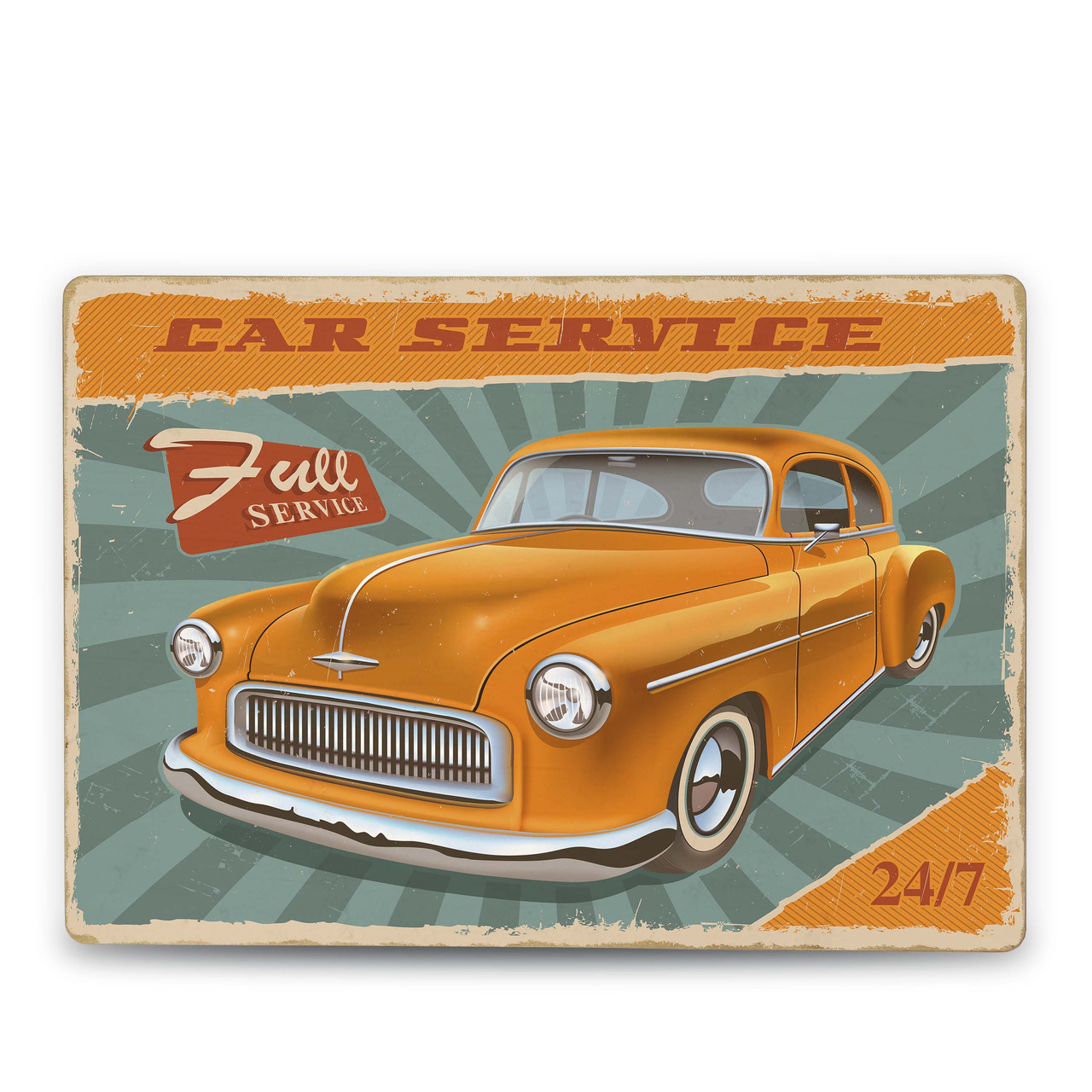 Дерев'яний Постер Retro orange car