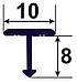 Т-подібний профіль для плитки АТ-.10 Ширина 10 мм. L-2,7 м. Білий, фото 5