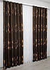 Комплект штор (2шт. 1х2,75м.) Льон рогожка "Листя". Колір темно-коричневий. Код 368ш 31-594, фото 4
