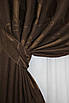 Комплект штор (2шт. 1х2,75м.) Льон рогожка "Листя". Колір темно-коричневий. Код 368ш 31-594, фото 5