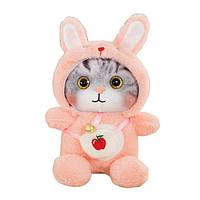 Мягкая игрушка «Кот в капюшоне» 24см, розовый,, NA-1279-17-5