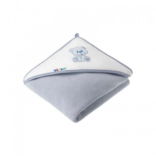 Рушник з капюшоном Akuku  A1258 Медведик, сірий 100x100 см, фото 1