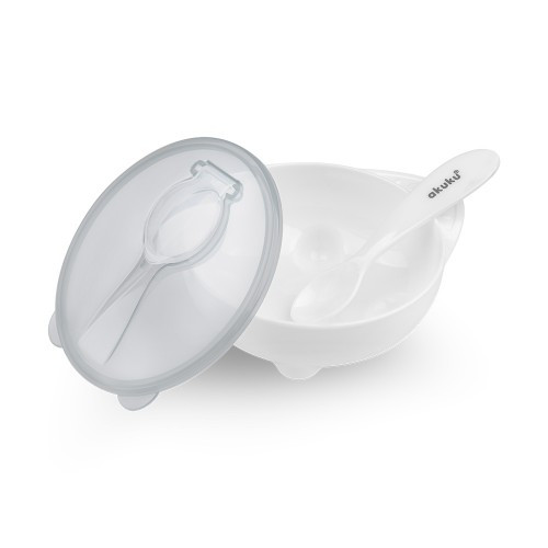 Миска з ложкою, білий Akuku A0424, фото 1