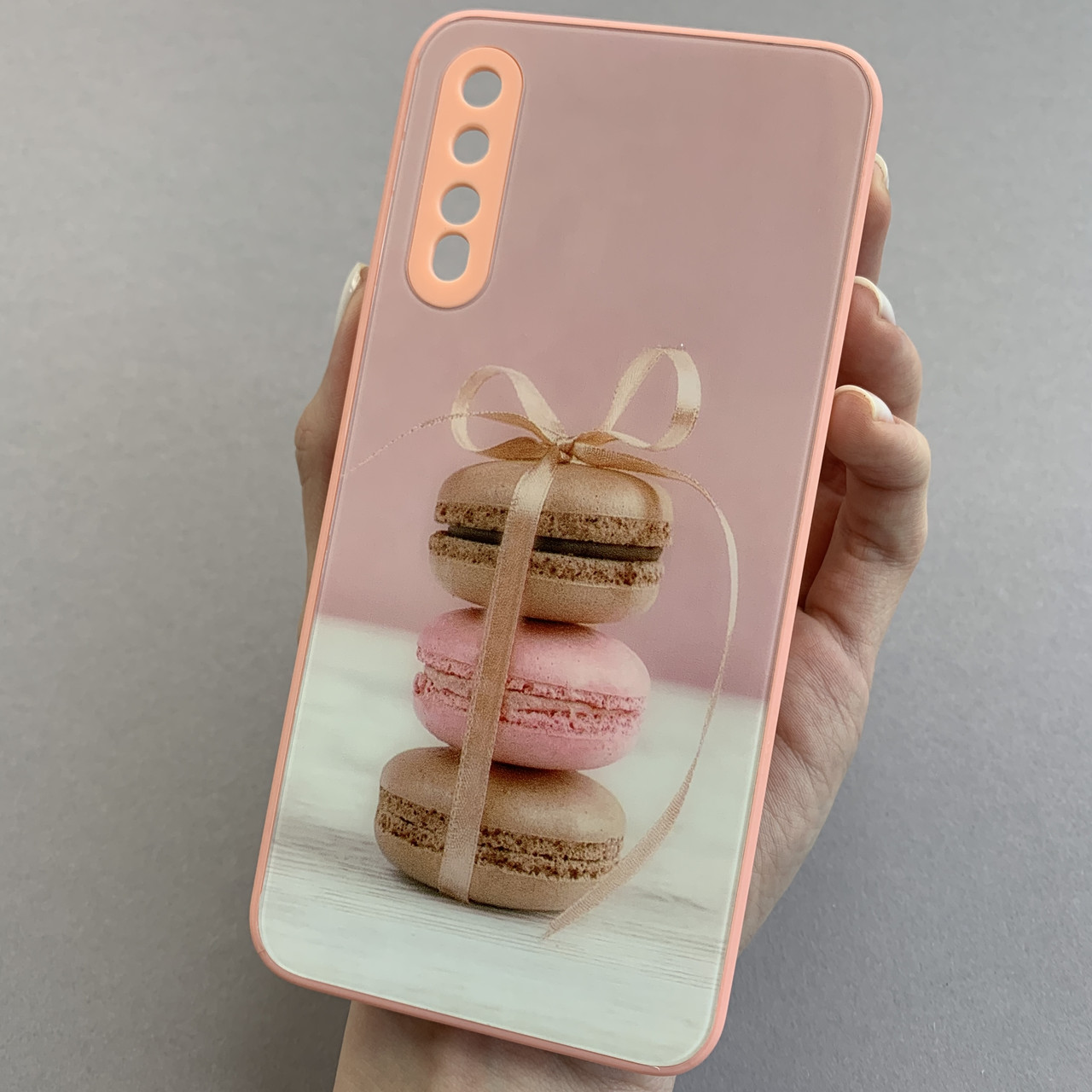 Чохол для Samsung Galaxy A50s чохол з макарунами із захистом камери на телефон самсунг а50с персиковий q7k