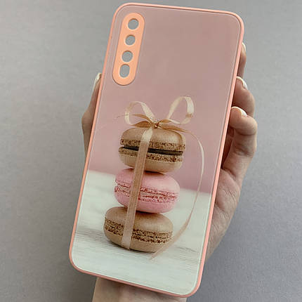 Чохол для Samsung Galaxy A50s чохол з макарунами із захистом камери на телефон самсунг а50с персиковий q7k, фото 1