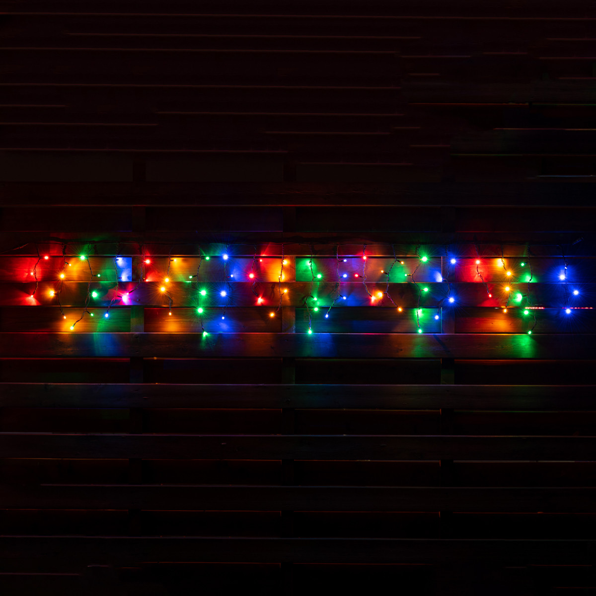 Електрогірлянда-штора LED вулична Yes Fun 80 ламп IP 65 багатобарвна чорний дріт код: 801168
