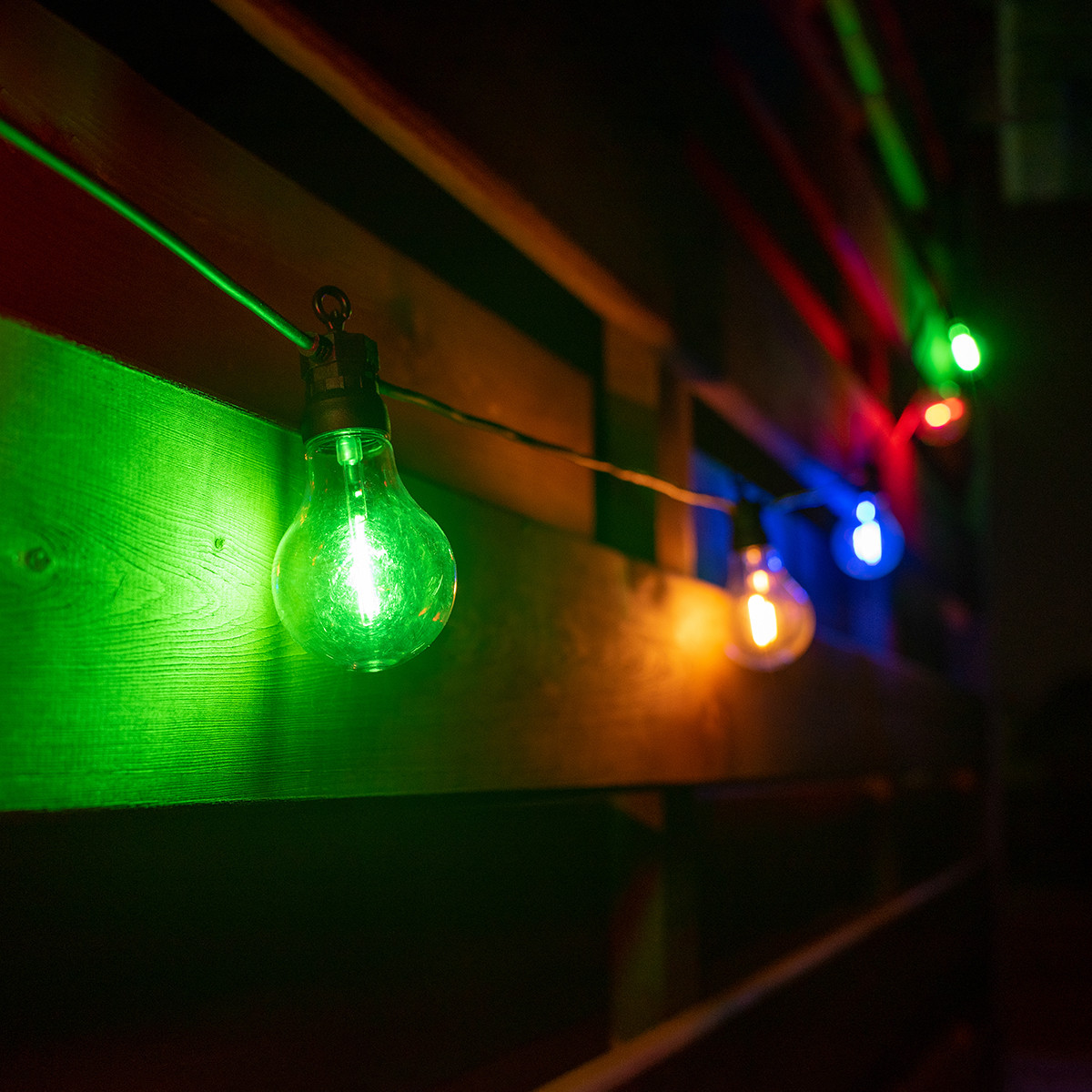 Електрогірлянда-ретро LED вулична Yes Fun 10 ламп d-60 мм багатобарвна 8 м код: 801173