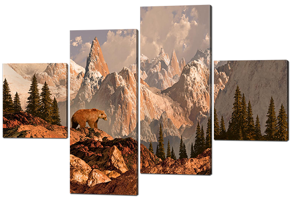 Модульна картина Interno Полотно Ведмідь в горах 106х71см (R468S)