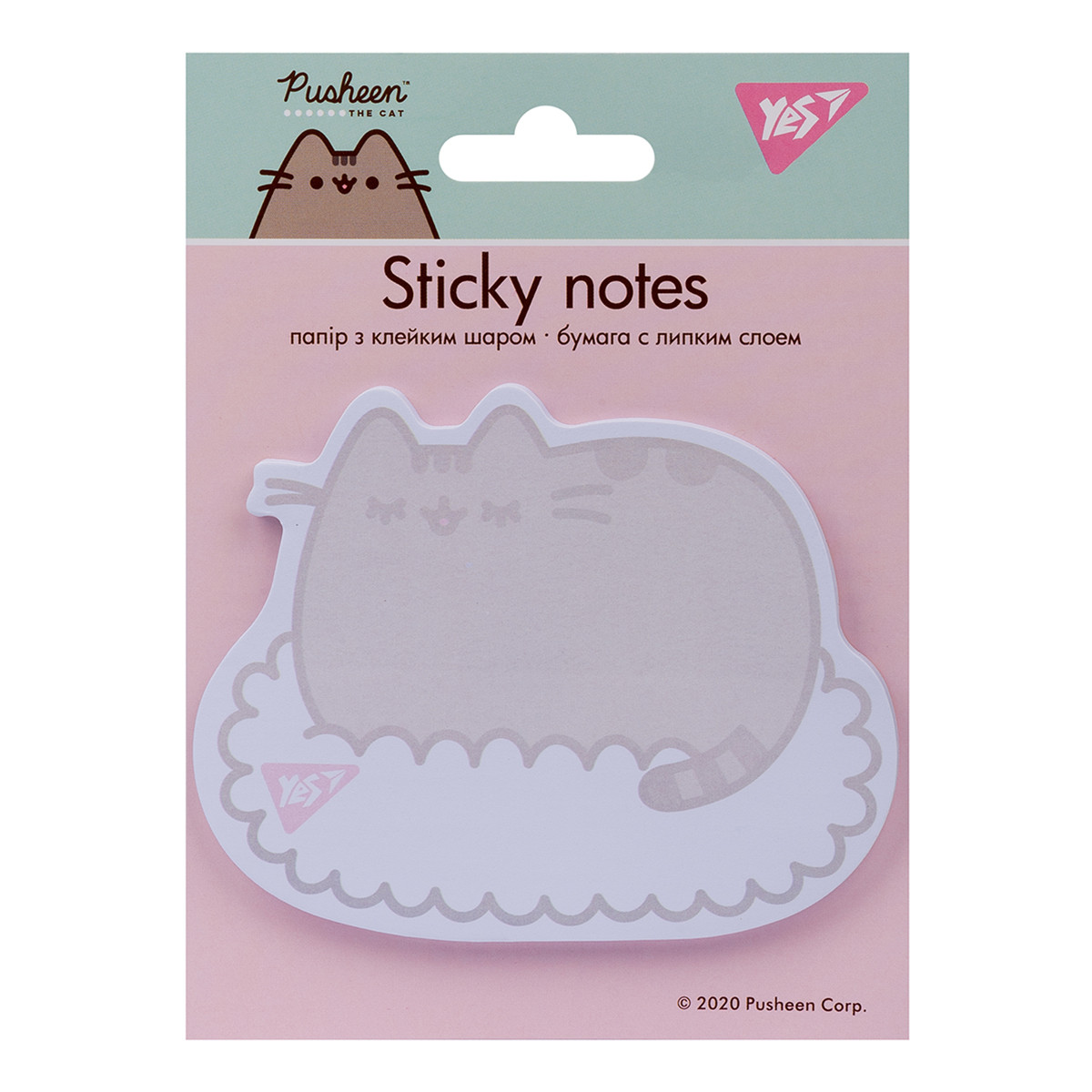 Папір з липким шаром YES фігурна PUSHEEN.Lazy Cat 40 лист (170275)