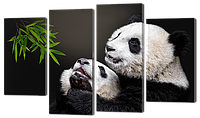 Модульная картина Interno Эко кожа Панды и листья бамбука 126x77см (A962L)