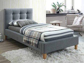 Односпальнеспальне ліжко з мякою оббивкою в спальню Texas 90x200 сірий Signal