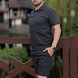 Футболка та шорти лляний чоловічий комплект стильний легкий повсякденний практичний люкс якість, фото 3