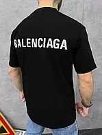 Мужская стильная футболка Balenciaga чёрная, стильная летняя мужская футболка черная баленсиага