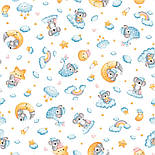 БРАК. Бязь "Маленькі коали на жовтих місяцях і блакитних хмарах" на білому тлі No 3101-01, фото 8