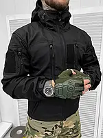 Тактическая черная куртка SoftSheel для военных , армейская куртка черная софтшел военная куртка