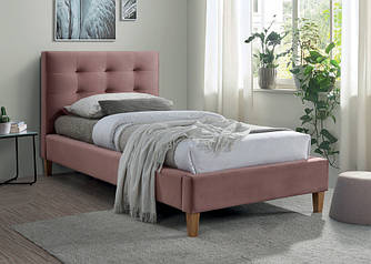 Односпальнеспальне ліжко з мякою оббивкою в спальню Texas velvet 90x200 рожевий Signal