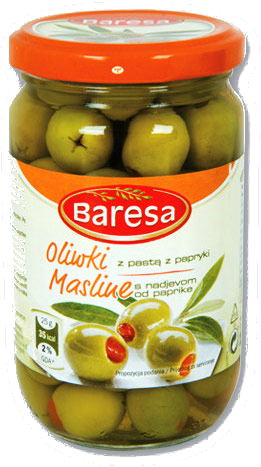 Оливки з болгарським перчиком Baresa 330 ml