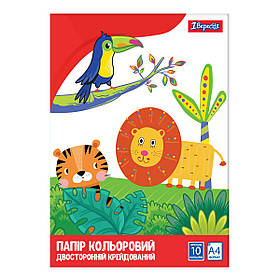 Набір кольорового паперу двостороннього крейдованого 1Вересня А4 (10 арк.) набір (953990)