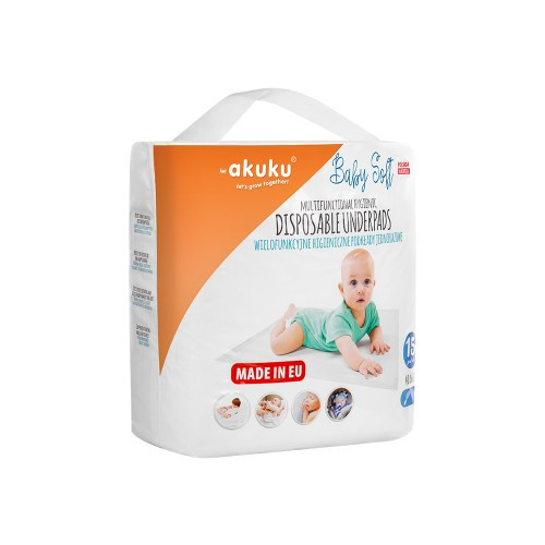 Одноразові підкладки Baby Soft 40x60cm 15 шт. Akuku A0500