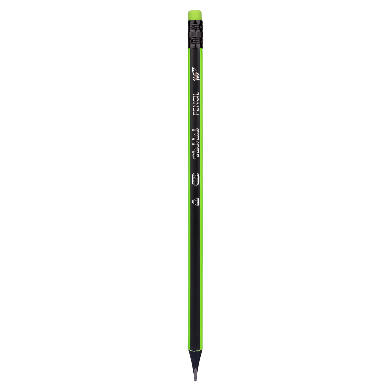 Олівець чорнографітний YES Neon Stripes трикутний з гумкою набір 24 шт (280594)