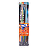Олівець чорнографітний YES Neon Stripes трикутний з гумкою набір 24 шт (280594), фото 2