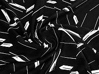 Ткань Американский креп рисунок штрихи, черный
