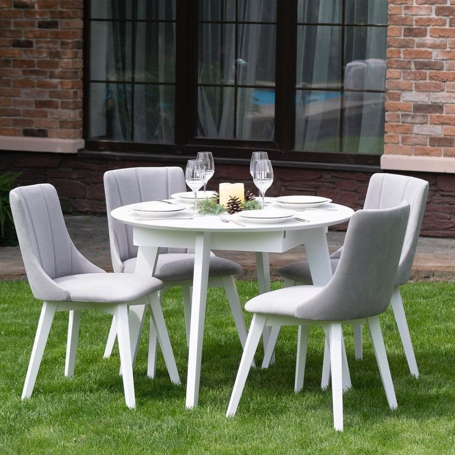 Стіл обідній круглий Марс розкладний 100/140x100 колір білий Prestol™