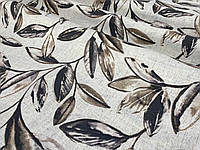 Ткань для обивки мебели для штор скатертей салфеток покрывал Турция листья серо-коричневые