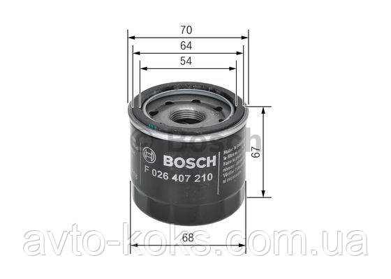 BOSCH F026407210 Фільтр масляний Nissan Almera Primera KIA Rio Hyundai Getz, фото 1