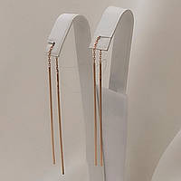 Золоті сережки протяжки в червоному золоті 585 проби