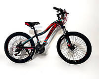Детский велосипед Virage 24" Compass 13" черно-красный с бирюзовым, Разноцветный, 13", 130-145 см