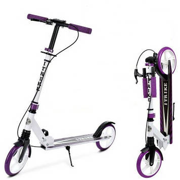 Самокат двоколісний iTrike Scooter складаний з ручним гальмом фіолетовий