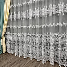 М'який фатиновий тюль із густою вишивкою No16247 Білий, фото 5