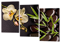 Модульная картина Interno Эко кожа Орхидея бамбук камни 104х74см (А694M)