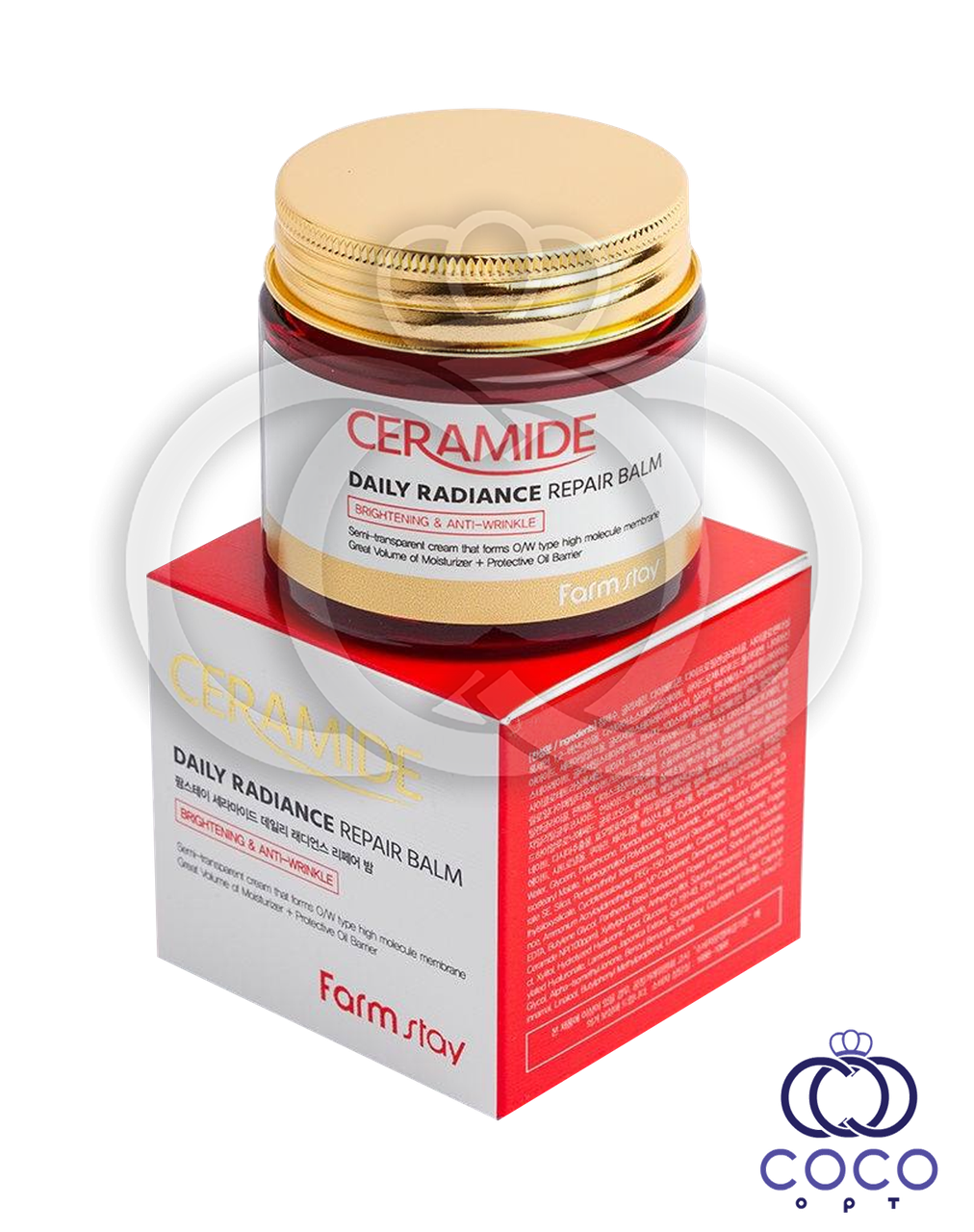 Інтенсивний зволожувальний крем-бальзам для обличчя FarmStay Ceramide Daily Radiance Repair Balm з керамідами 80 г, фото 1