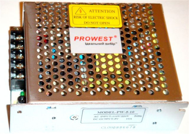 Блок живлення PW-5-10 AC:90/264V, 5V 10A 50W, 5 виходів, 129x98x40mm, Prowest