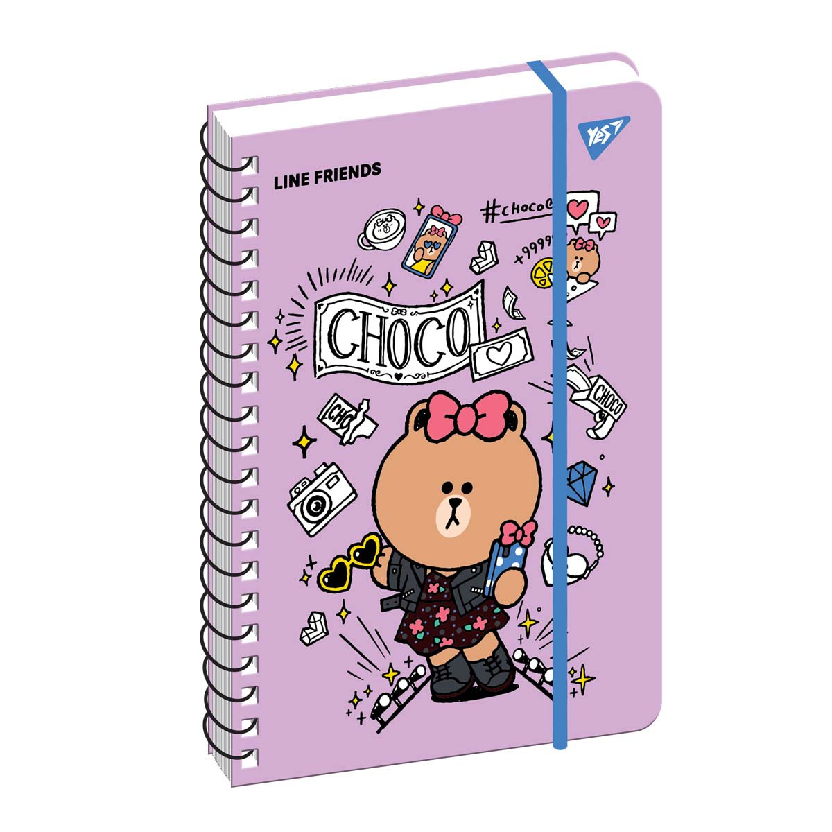 Блокнот YES А5 80 арк. подв. cпіраль з гумкою Line Friends Choco (151771), фото 1