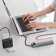 USB Хаб 11в1 Baseus Metal Gleam Series Multi Type-C HUB (3xUSB 2xHDMI VGA RJ45 Type-С TF+SD Jack3.5), фото 8