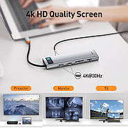 USB Хаб 11в1 Baseus Metal Gleam Series Multi Type-C HUB (3xUSB 2xHDMI VGA RJ45 Type-С TF+SD Jack3.5), фото 9