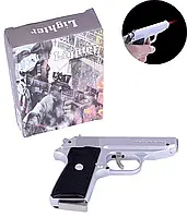 Зажигалка газовая пистолет. Зажигалка газовая с ножом Walther PPK (Турбо пламя) Silver