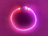 Нашийник з підсвіткою LED для собак з USB зарядкою 70 см L рожевий, фото 6