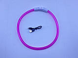 Нашийник з підсвіткою LED для собак з USB зарядкою 70 см L рожевий, фото 8