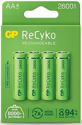 Акумулятор GP ReCyko2700 R6 AA / Ni-MH 2600mAh 1.2V 1 шт. (в упаковці 4 шт), блістер