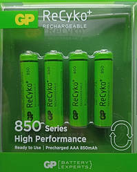 Аккумулятор GP ReCyko+ /R3 AAA /Ni-MH/850mAh/ 1.2V 1шт. (в упаковці 4 шт.), блістр
